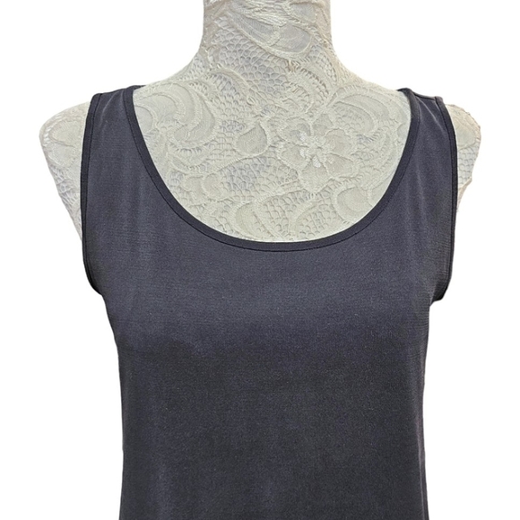 Eileen Fisher Black 100% Silk Georgette Top Capsule Wardrobe Classic Style M - Picture 6 of 10